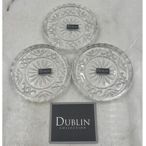 Dublin Collection Crystal Glass Coasters Set of 3 Starburst Design